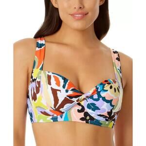 Anne Cole Women's Multi Printed Twist Front Underwire Bikini Top 34C/36B NWT